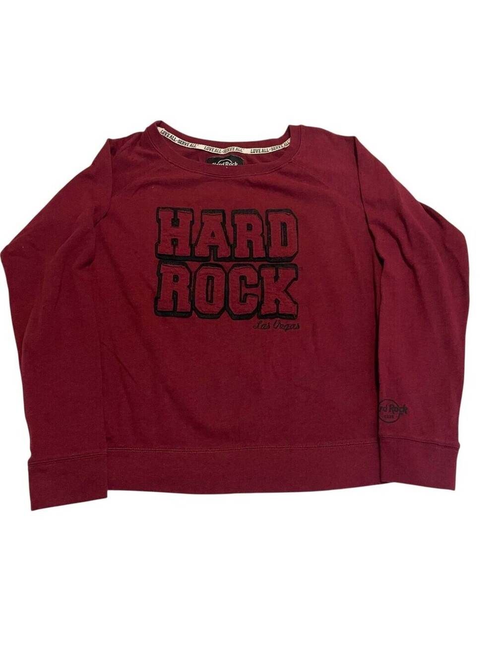 VTG Hard Rock Cafe Sweatshirt Womens XXL Burgundy Long Sleeve Crewneck Las Vegas